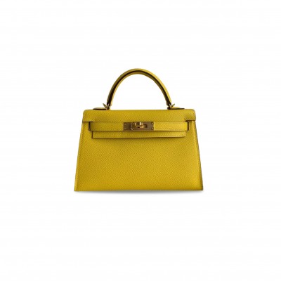 HERMÈS MASTER MINI KELLY II EPSOM AMBER GOLD BUCKLE (19*12*5.5cm) 